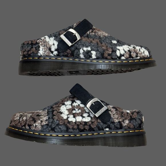 Dr. Martens Isham Crochet Wool Suede Mules in Black NWOB USM9 - Picture 1 of 10
